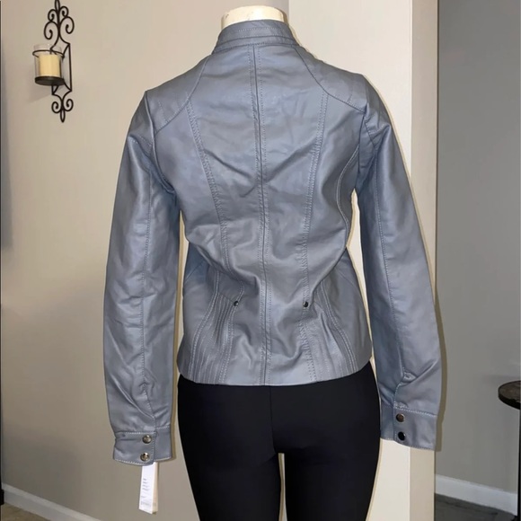 NWT Apt. 9 Faux Leather Moto Gray Jacket - Picture 7 of 11